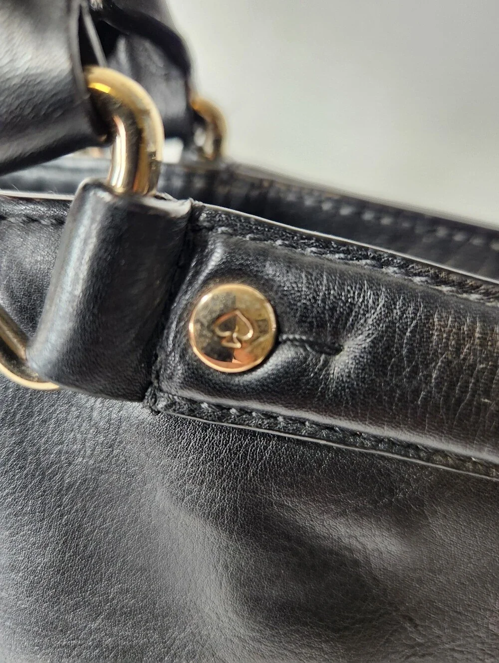 Kate Spade Hamilton Heights Canteen Black Leather Shoulder Bag Gold Hardware
